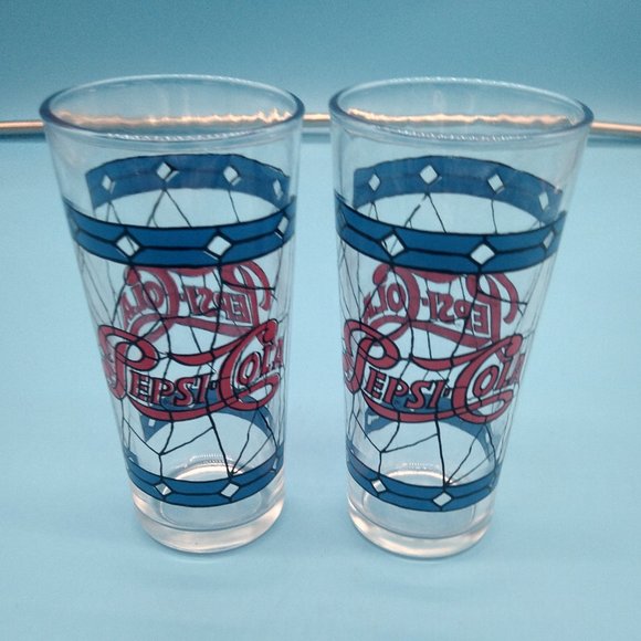 Pepsi Dining Vintage Pepsi Cola Glasses 97s Tiffany Style Stained